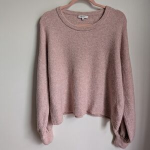 MADEWELL Cream Alpaca Puff Sleeves Dainty Knit Crewneck Sweater Size Large